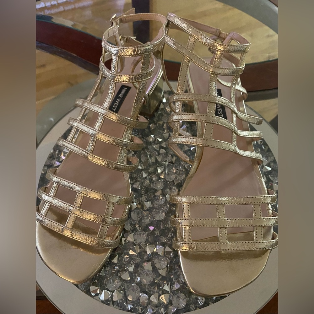 Nine West Metallic Gold Gladiator Sandals